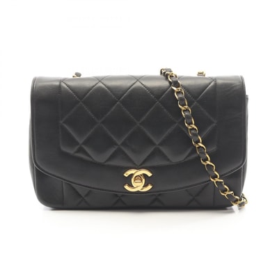 シャネル CHANEL マトラッセ ダイアナフラップ ショルダーバッグ バッグ ラムスキン(羊革) レディース ブラック系 A01164 【中古】