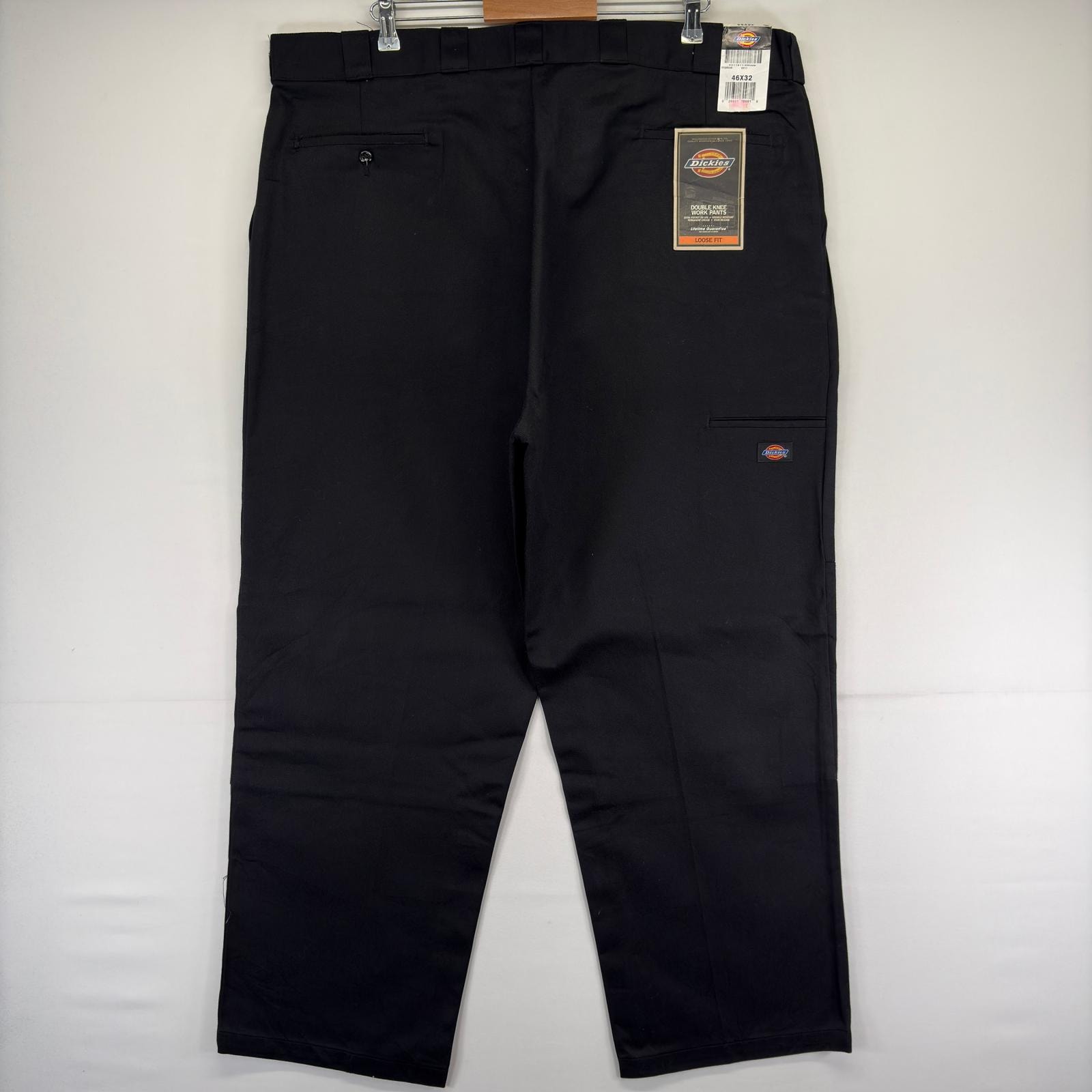古着 美品 ディッキーズ Dickies パンツ ダブルニー タグ付き デッドストック 大きいサイズ 作業着 ワーク w46 L32  ブラック メンズ