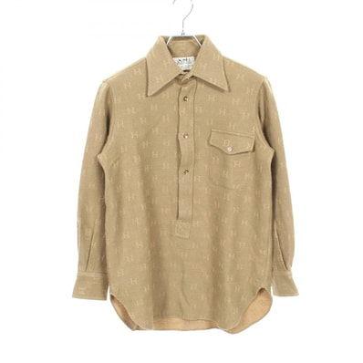 エルメス HERMES H柄 長袖ポロシャツ 衣料品 トップス ウール カシミヤ ベージュ メンズ カーキ系 / ベージュ系 【中古】