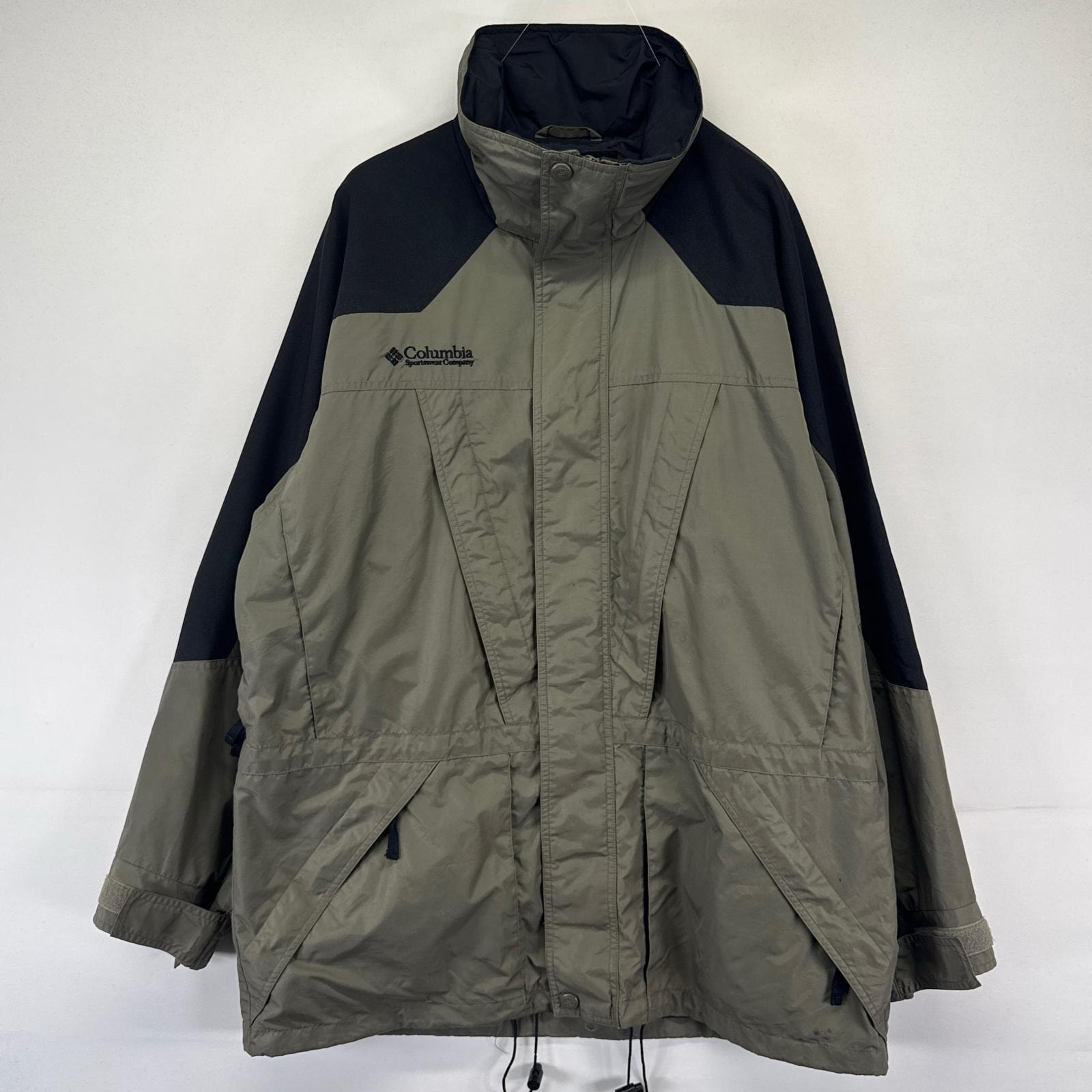古着 コロンビア Columbia ジャケット フルジップ マウンテンジャケット ワンポイント刺繍ロゴ メッシュライナー M  ブラック系 メンズ