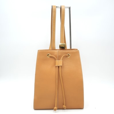Burberry(バーバリー)ヴィンテージ 巾着 リュックサック バックパック レザー ブラウン ゴールド金具 レディース KS563BH43【中古】
