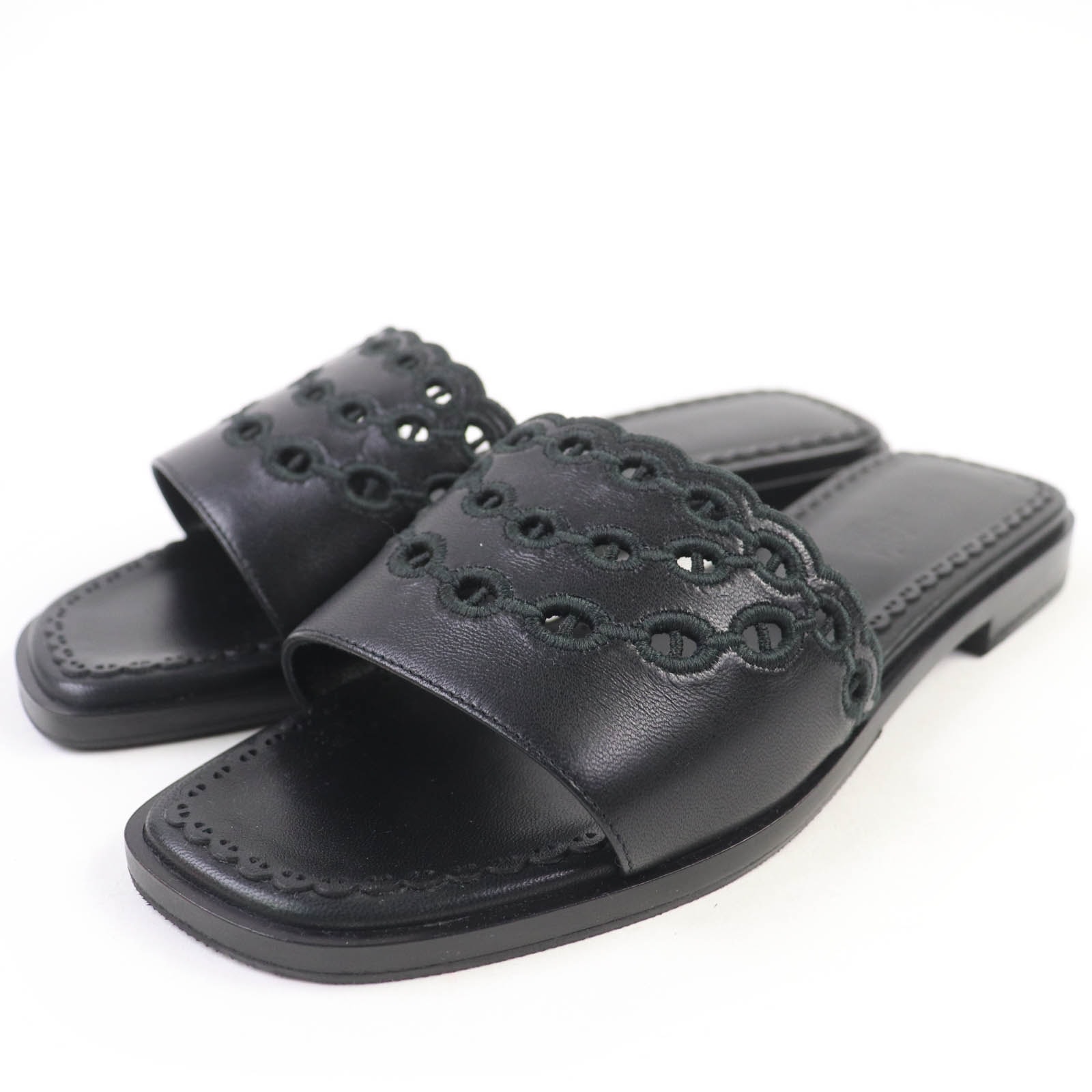 未使用品 エルメス
 サンダル ガエル ブラック レディース 36.5