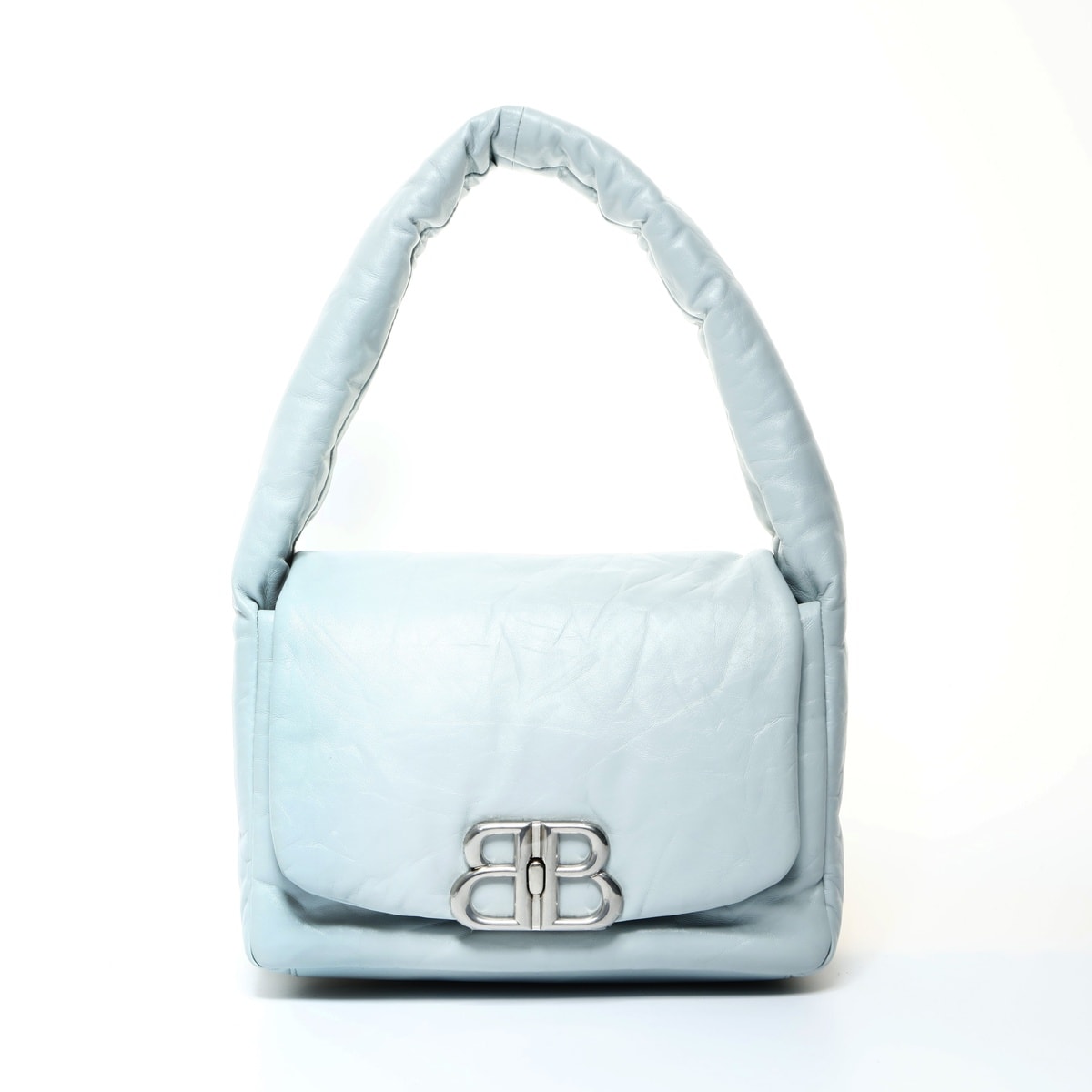 バレンシアガ BALENCIAGA モナコ レザー ワンショルダー 水色 787896 ショルダーバッグ【中古】