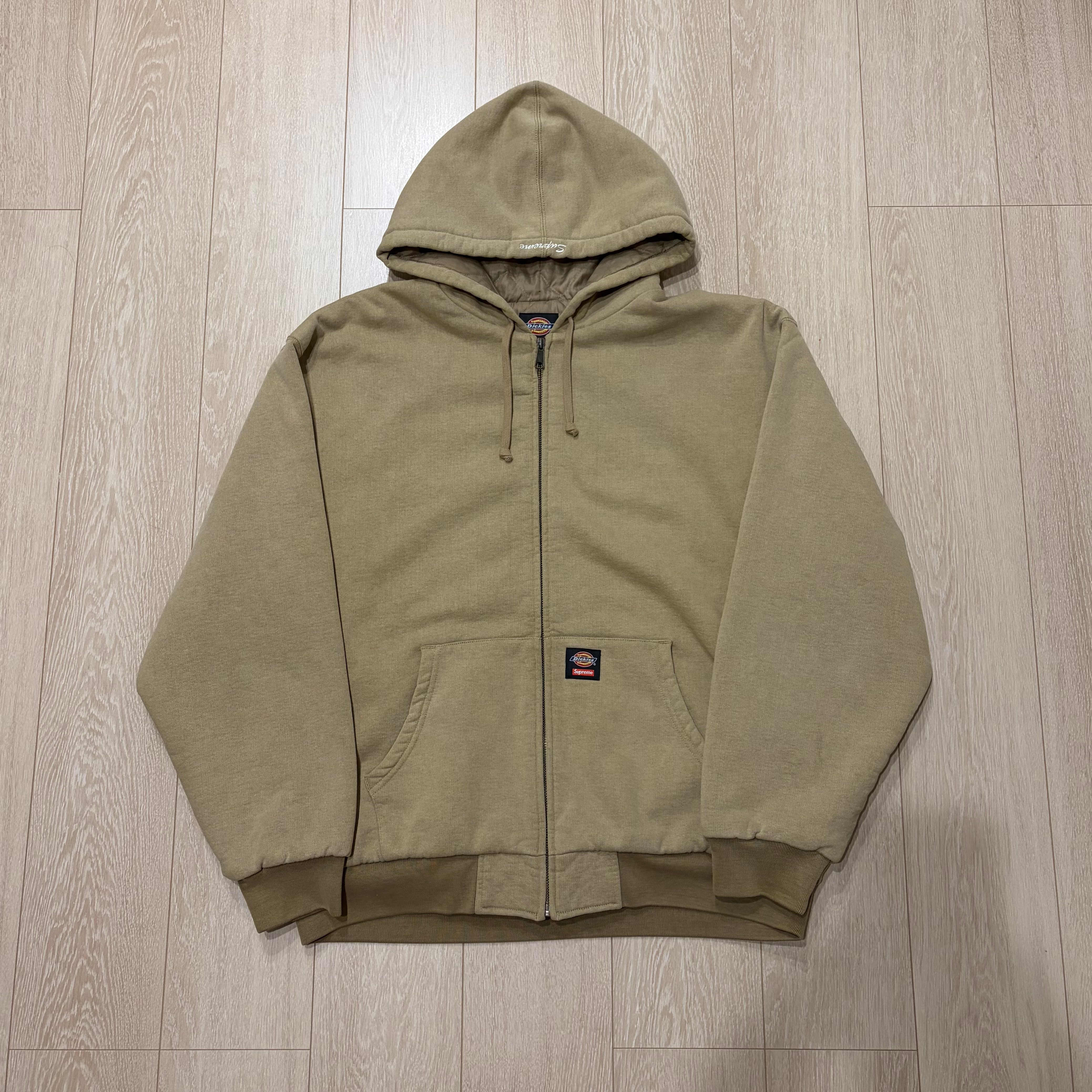 Supreme x Dickies Quilted Lined Zip Up Hooded Sweatshirt "Tan"