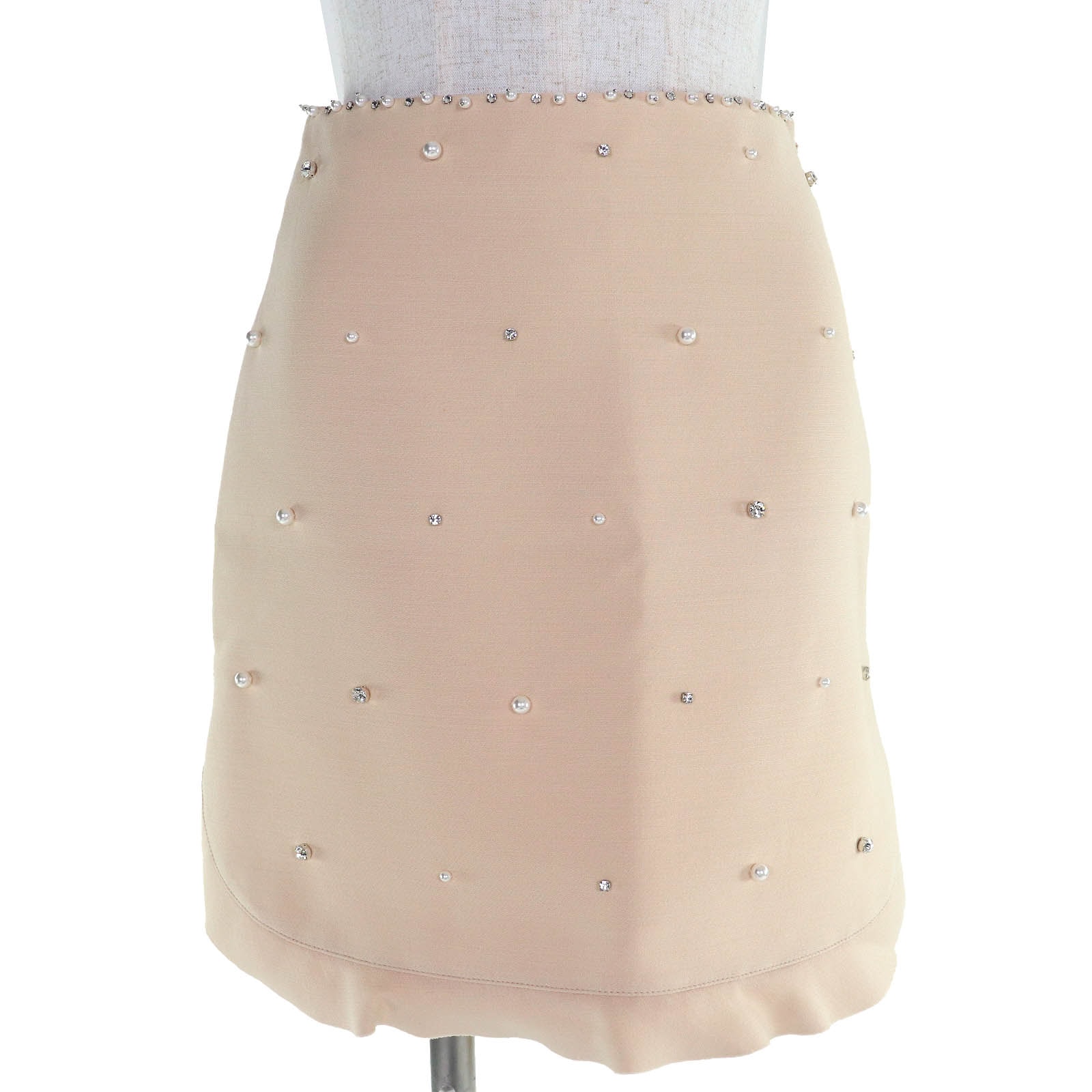 極美品 ミュウミュウ ミニスカート ビジュー・エコパール付き 36 MG1048