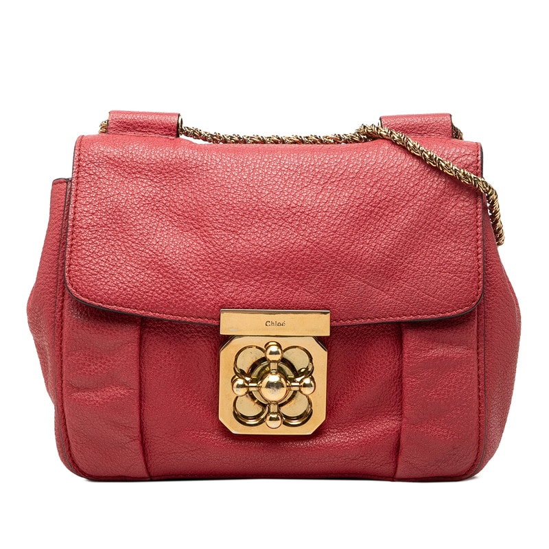クロエ エルシー 斜め掛け チェーン ショルダーバッグ ピンク レザー レディース Chloe 中古