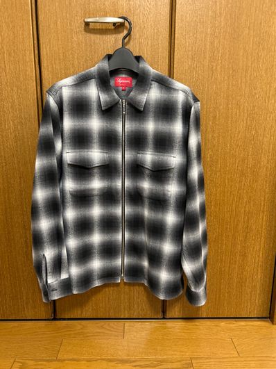 Supreme Shadow Plaid Flannel Zip Up Shirt "Black"