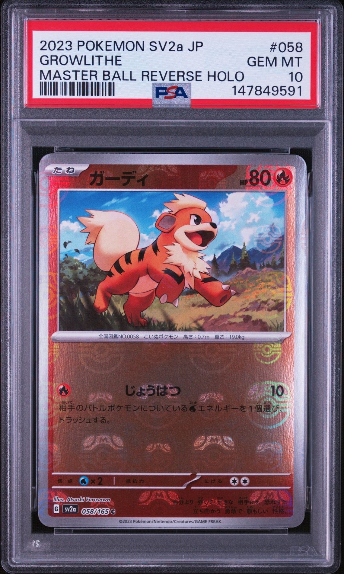 PSA10】ガーディ C: マスターボールミラー[SV2a 058/165](強化拡張