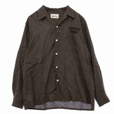 WACKO MARIA ワコマリア 22SS 22SSE-WMS-OC02 50'S SHIRT L/S ロゴ刺繍 オープンカラー 長袖 シャツ ブラウン系 L【中古】