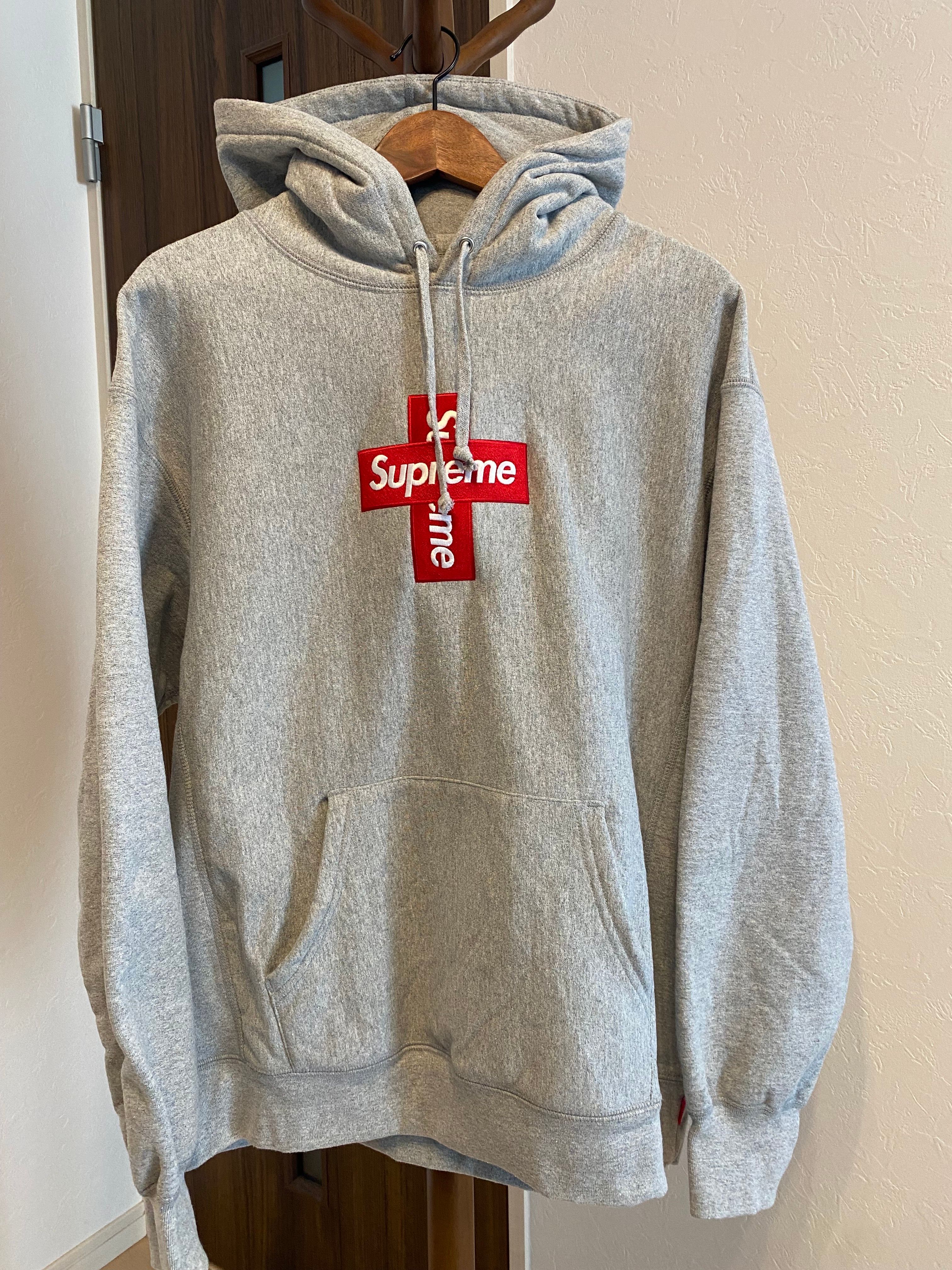 Supreme Cross Box Logo Hooded Sweatshirt "Grey"