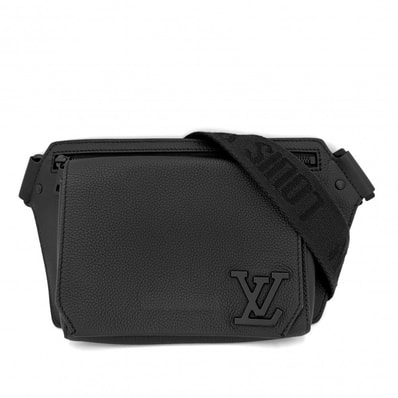 LOUIS VUITTON ルイヴィトン ボディバッグ テイクオフ・スリング LVアエログラム ウエストポーチ 肩掛け 斜め掛け ブラック 黒 M57081 カーフレザー ノワール ブラック金具 メンズ 美品【中古品】
