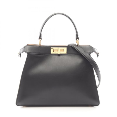 フェンディ FENDI ピーカブー アイシーユー ミディアム 2WAY ハンドバッグ バッグ レザー レディース ブラック系 8BN321 【中古】