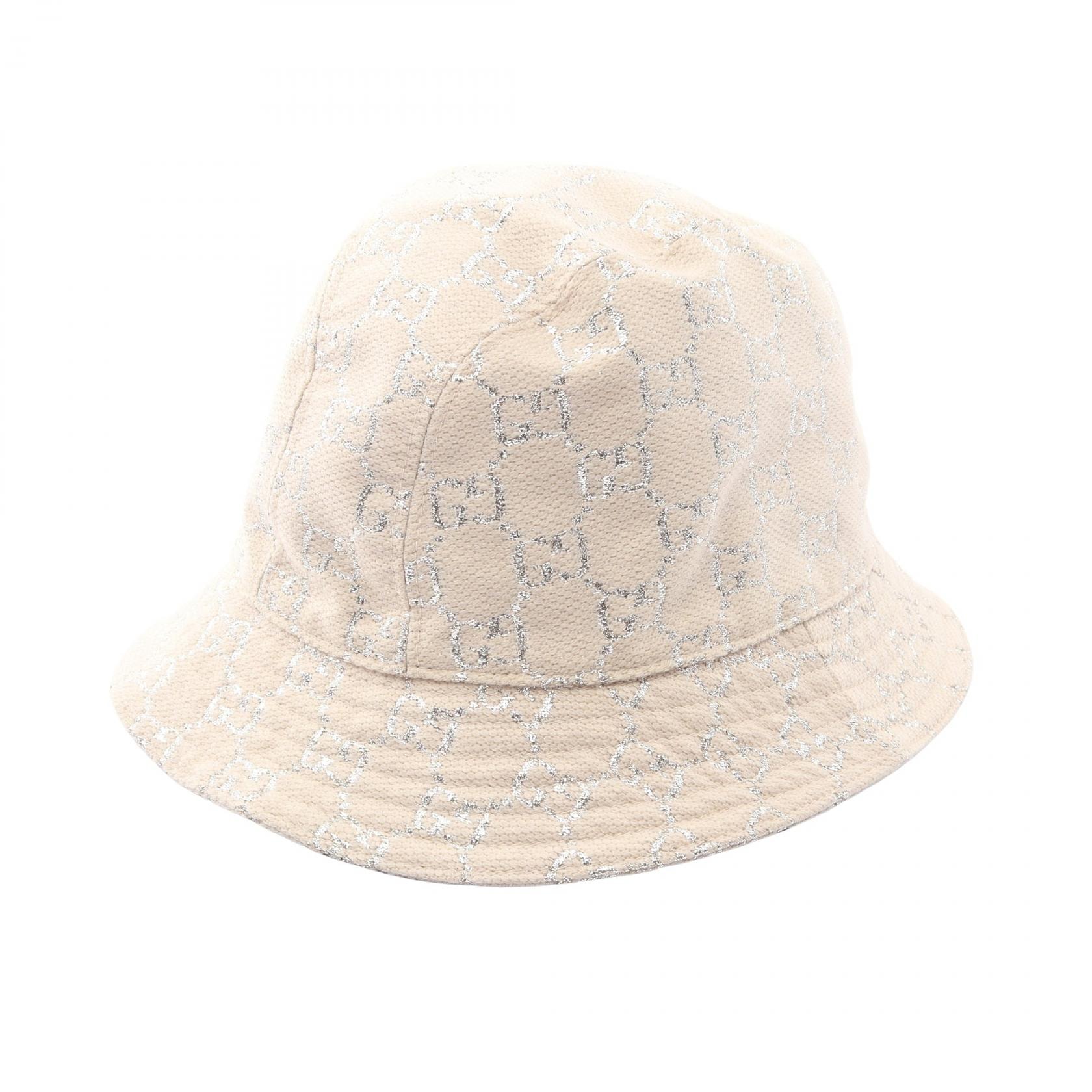 グッチ GUCCI GGラメ バケット ハット 帽子 ウール レディース ホワイト系 / シルバー系 631951 【中古】