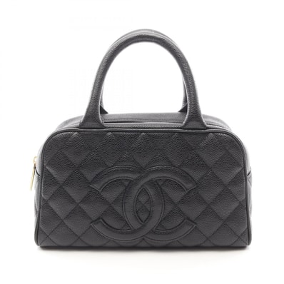シャネル CHANEL マトラッセ ハンドバッグ バッグ レザー グレインドカーフスキン レディース ブラック系 A20996 【中古】