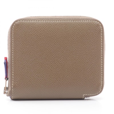 エルメス HERMES アザップコンパクト シルクイン ラウンド財布 財布 レザー ヴォーエプソン ヴォーエプソン エトゥープ □R刻印(2014年製造) レディース グレー系 063637CK 【中古】