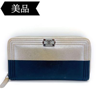 レザー/ボーイシャネル/ラウンドファスナー/長財布