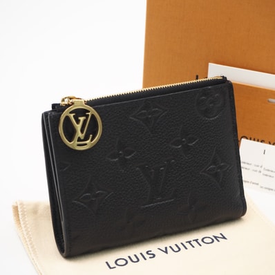美品 LOUIS VUITTON ルイ・ヴィトン モノグラム アンプラント ポルトフォイユ リサ ノワール M83365 二つ折り財布 ブラック グレインレザー レディース