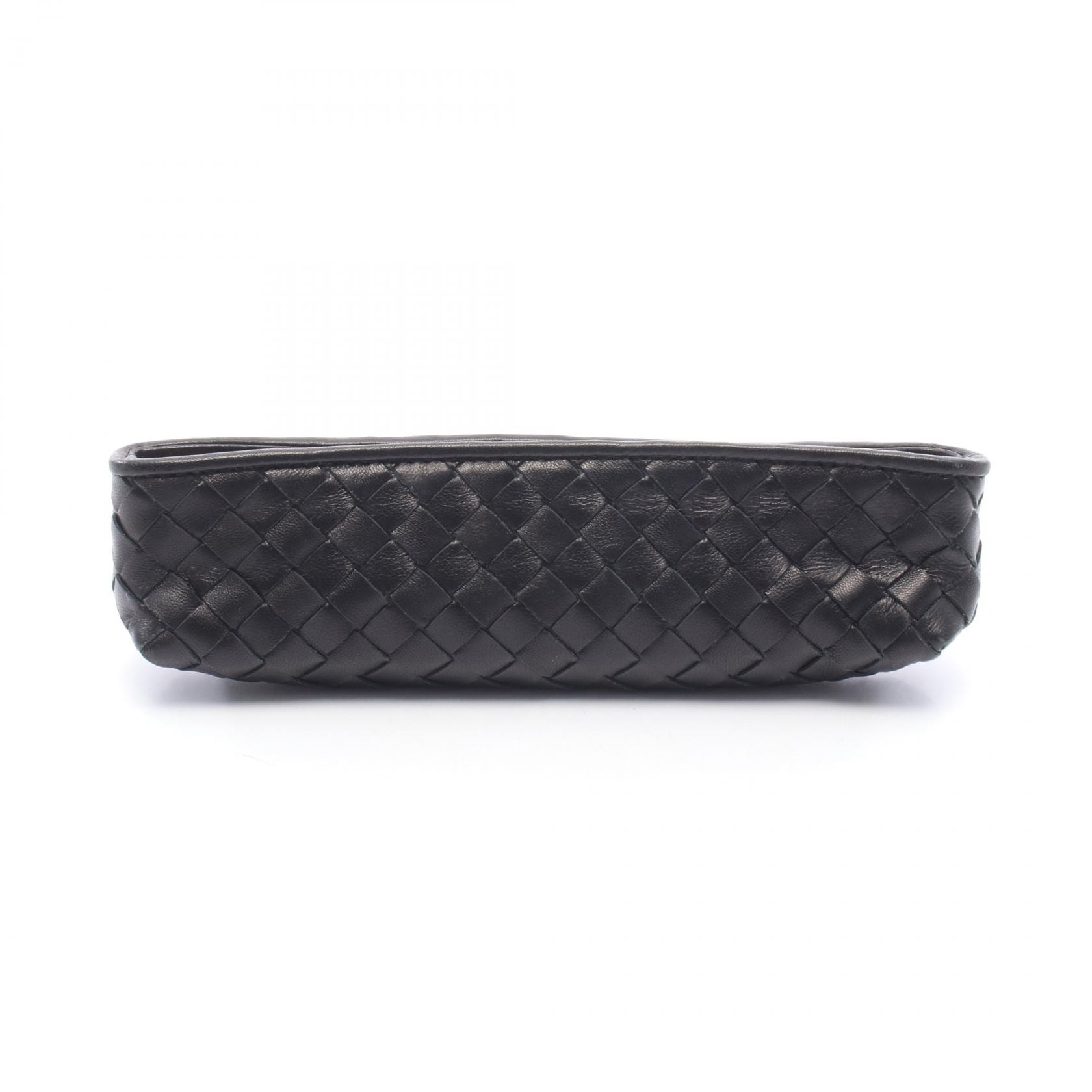 ボッテガヴェネタ BOTTEGA VENETA イントレチャート ペンケース アクセサリー ラムスキン(羊革) メンズ レディース ブラック系 【中古】