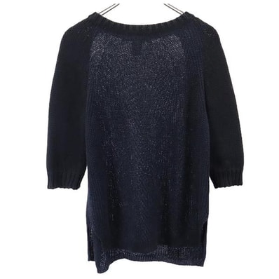 MARC BY MARC JACOBS マークバイマークジェイコブス 5分袖 リネンブレンド 切替 セーター XS ネイビー系 ニット