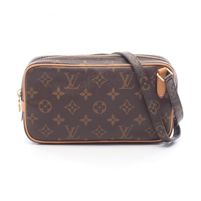 ルイ・ヴィトン LOUIS VUITTON マルリーバンドリエール モノグラム ショルダーバッグ バッグ PVCコーティングキャンバス レザー レディース ブラウン系 M51828 【中古】