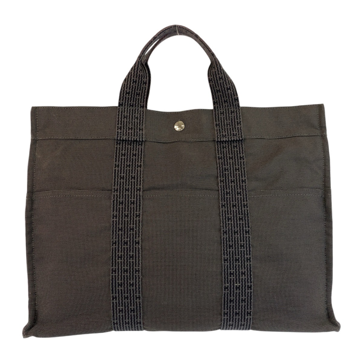美品 HERMES エルメス エールラインMM グレー シルバー金具 ポリアミド ポリエステル/ トートバッグ ハンドバッグ 602065 【中古】