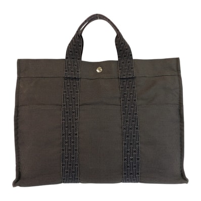 美品 HERMES エルメス エールラインMM グレー シルバー金具 ポリアミド ポリエステル/ トートバッグ ハンドバッグ 602065 【中古】