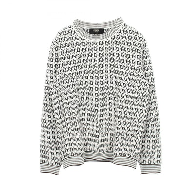 フェンディ FENDI FF柄 クルーネック ニット 衣料品 トップス レーヨン レディース ホワイト系 / ブラック系 【中古】