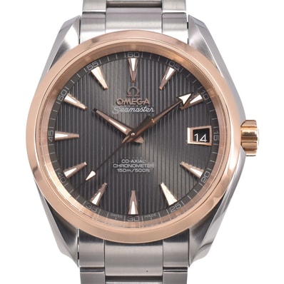 オメガ OMEGA 231.20.39.21.06.003 シーマスター アクアテラ 120m デイト グレー 自動巻き メンズ 美品 保証書付き 腕時計 L#151059