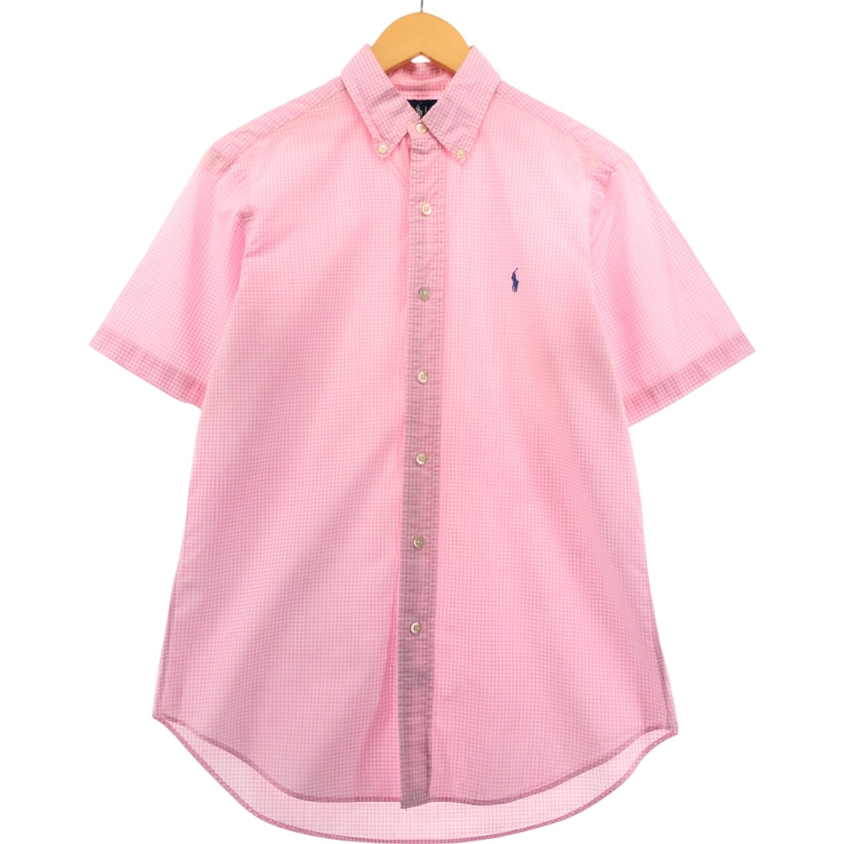 古着 ラルフローレン Ralph Lauren CLASSIC FIT クラシックフィット ギンガムチェック 半袖 ボタンダウンシャツ メンズS相当/eaa553963