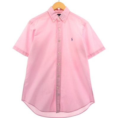 古着 ラルフローレン Ralph Lauren CLASSIC FIT クラシックフィット ギンガムチェック 半袖 ボタンダウンシャツ メンズS相当/eaa553963
