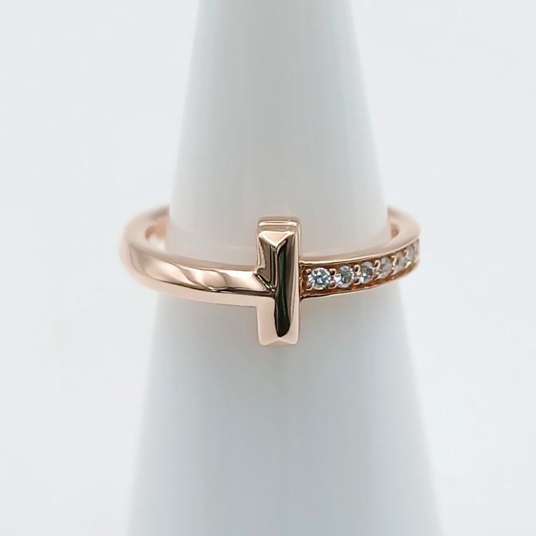 TIFFANY&Co. ティファニー Tワン リング ダイヤモンド 750PG リング・指輪 67795342 約7.5号 K18ピンクゴールド ピンクゴールド  レディース【中古】