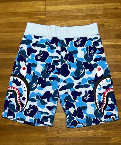 A BATHING APE Big ABC Camo Side Shark Sweat Shorts "Blue"