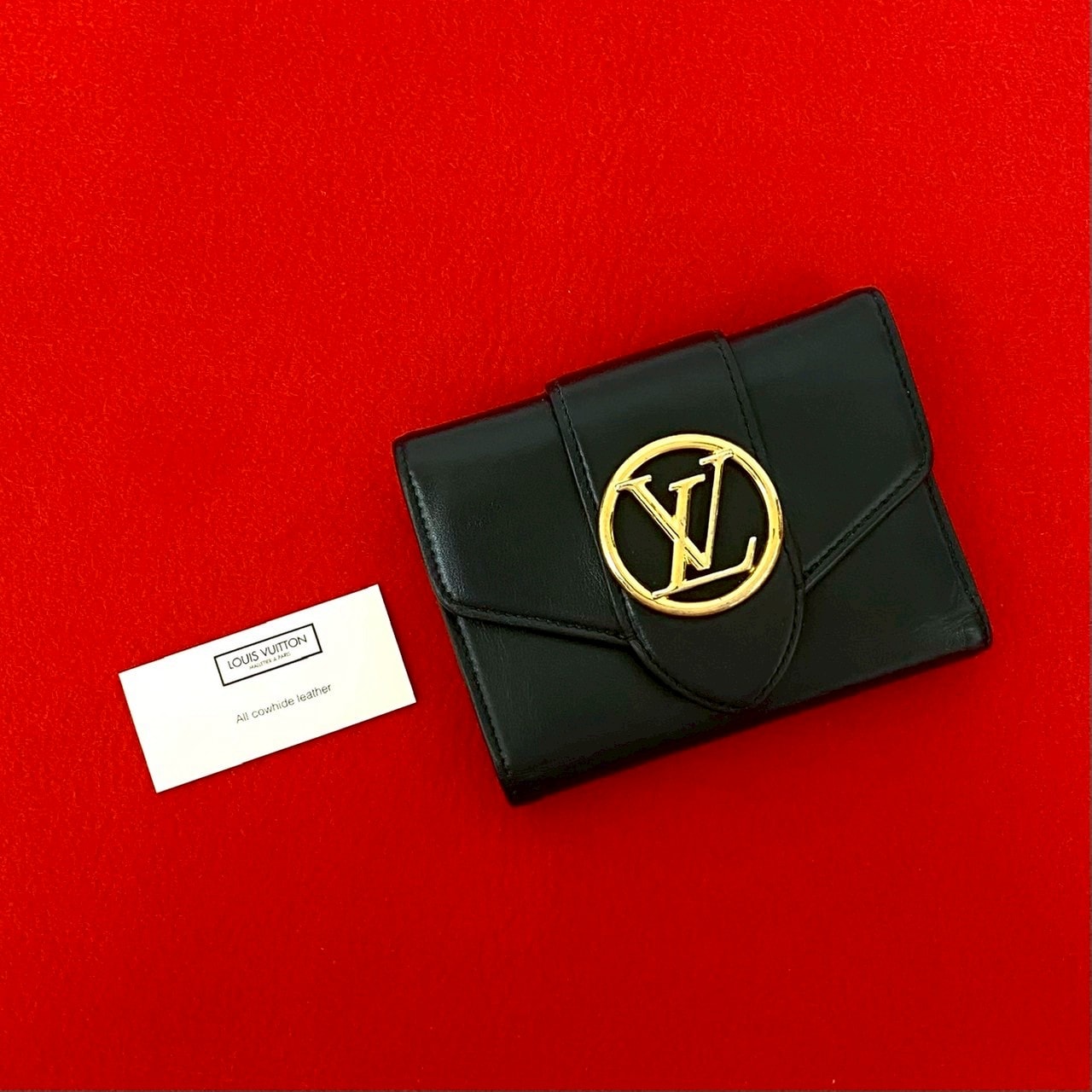 LOUIS VUITTON ルイヴィトン ポンヌフ コンパクト ポルトフォイユLV レザー 三つ折り財布 ブラック
03449