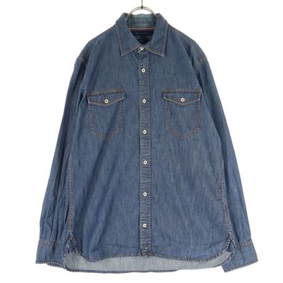 TOMMY HILFIGER トミーヒルフィガー 長袖 コットンシャツ L ブルー 胸ポケット