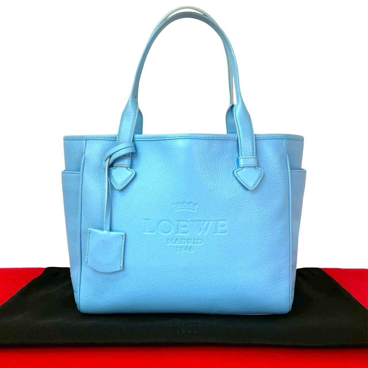 LOEWE ロエベ ヘリテージ ロゴ 型押し レザー トートバッグ ブルー
 75974