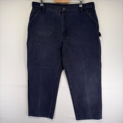 古着 カーハート Carhartt ダック パンツ ペインター ハンマーループ ジップ ワンポイントロゴ w42 L32 ネイビー系 メンズ