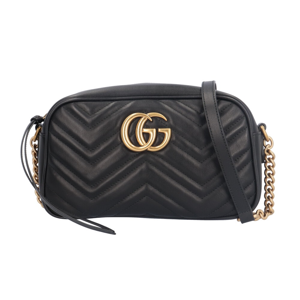 グッチ GGマーモント ショルダーバッグ レザー 447632 ブラック レディース GUCCI 中古