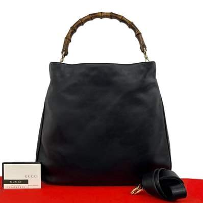 GUCCI グッチ バンブー レザー ショルダーバッグ ブラック
34979