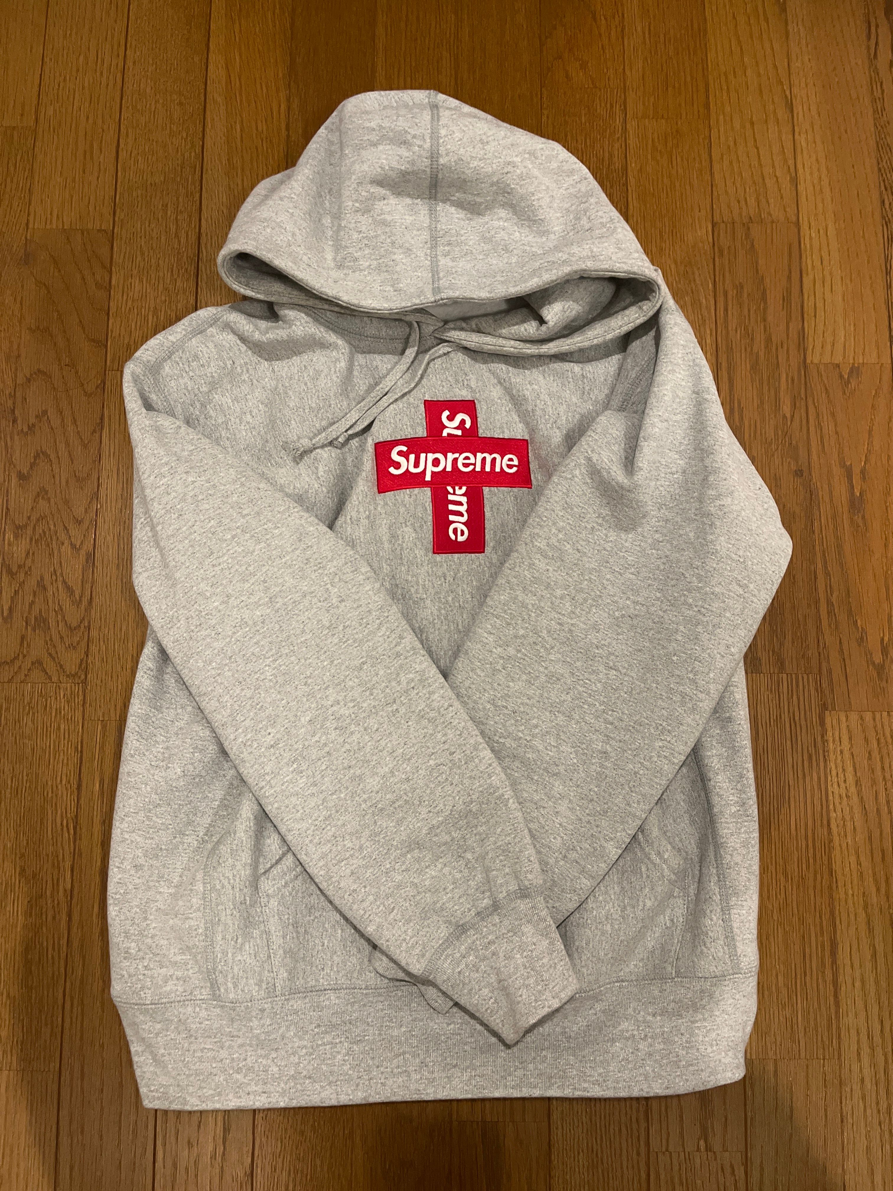 Supreme Cross Box Logo Hooded Sweatshirt "Grey"