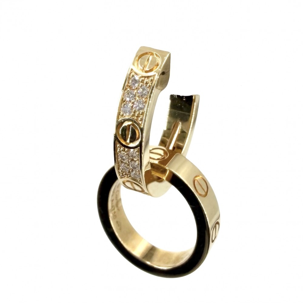 CARTIER カルティエ ピアス ラブ マルチウェア フープピアス LOVE 18金YG Au750 ジュエリー アクセサリー K18イエローゴールド ダイヤモンド レディース 約5.7(合計)g【中古品】