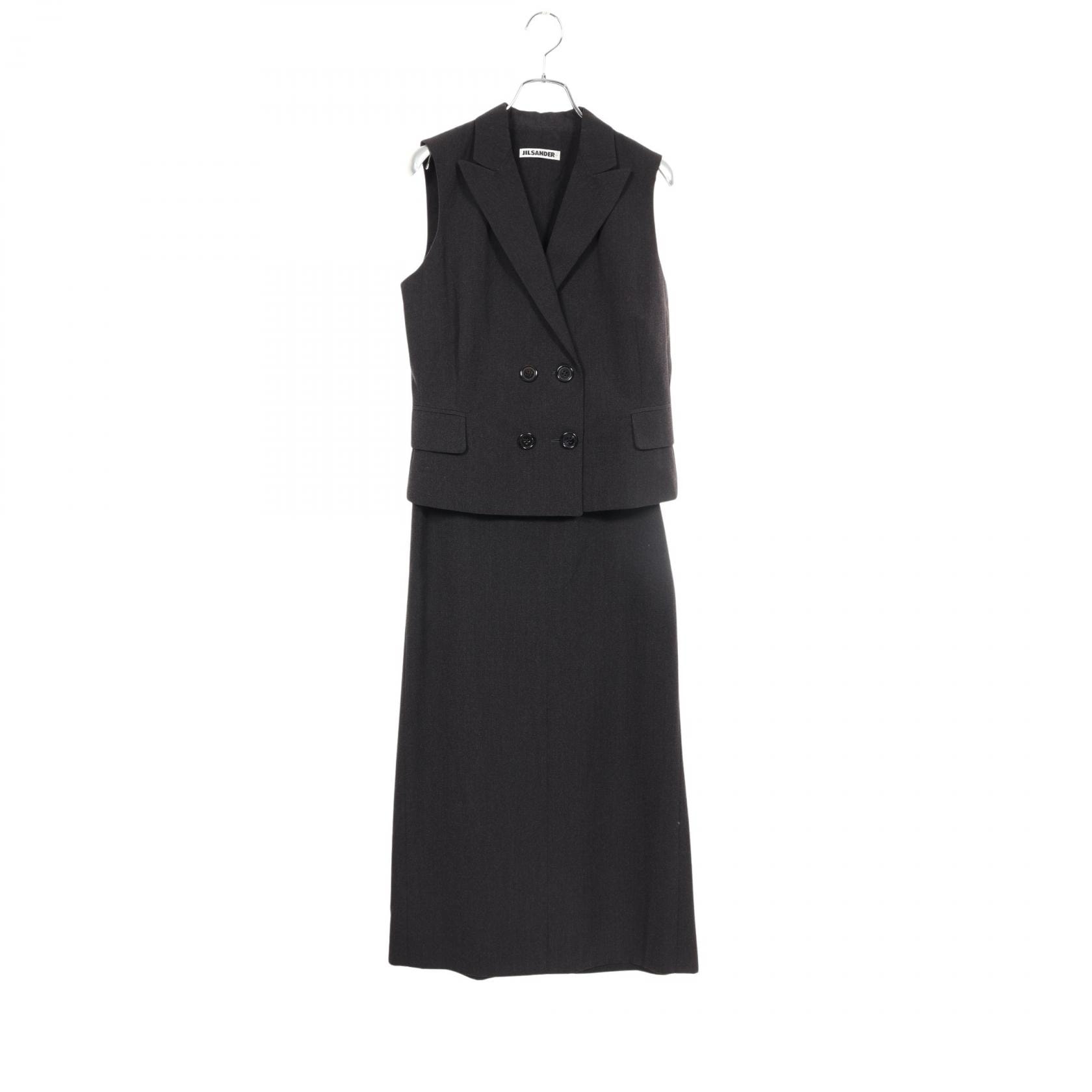 ジルサンダー JIL SANDER ノースリーブジャケット セットアップ 衣料品 ウール レディース グレー系 【中古】