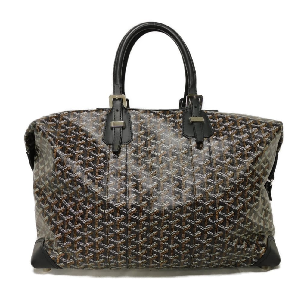 GOYARD ゴヤール ボーイング 45 ロゴマーク エンボス カーフ ハンドバッグ ヘリンボーン ブラック ボストンバッグ