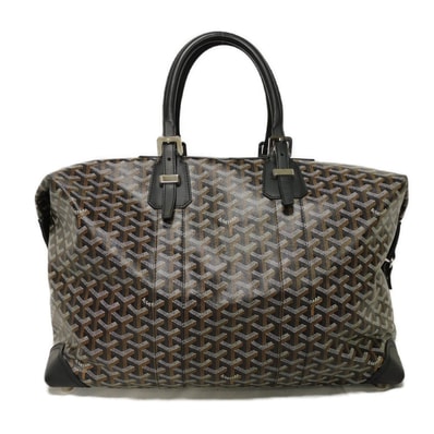 GOYARD ゴヤール ボーイング 45 ロゴマーク エンボス カーフ ハンドバッグ ヘリンボーン ブラック ボストンバッグ