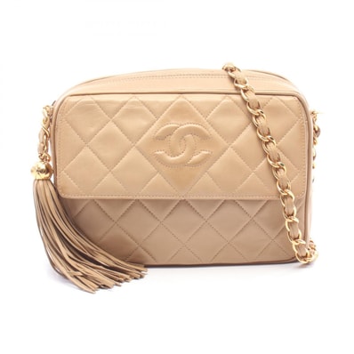 シャネル CHANEL マトラッセ ココマーク タッセル ショルダーバッグ バッグ ラムスキン(羊革) レディース ベージュ系 【中古】