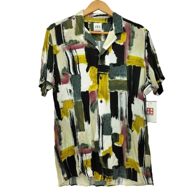 レーヨン100 総柄 オープンカラー S/S シャツ【1142780359783】