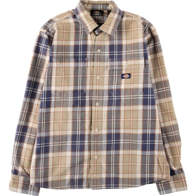 古着 ディッキーズ Dickies チェック柄 長袖 ワークシャツ メンズM相当/eaa665340