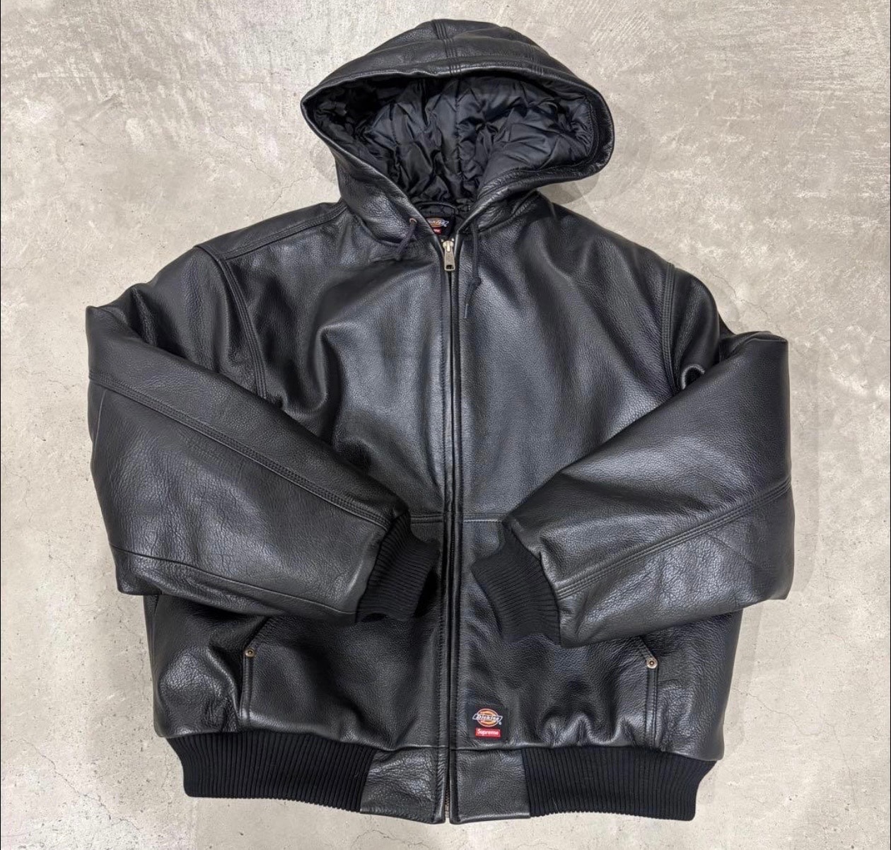 未使用に近い】シュプリーム x ディッキーズ フーディー レザー ワーク