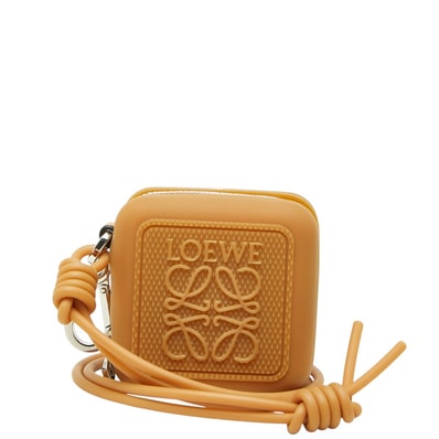 ロエベ アナグラム コインケース 小銭入れ ブラウン ラバー レザー レディース LOEWE 【中古】