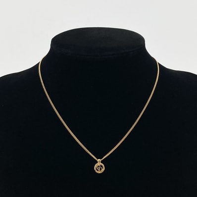 Christian Dior(クリスチャンディオール) CDロゴ ヴィンテージ サークル ネックレス ゴールド