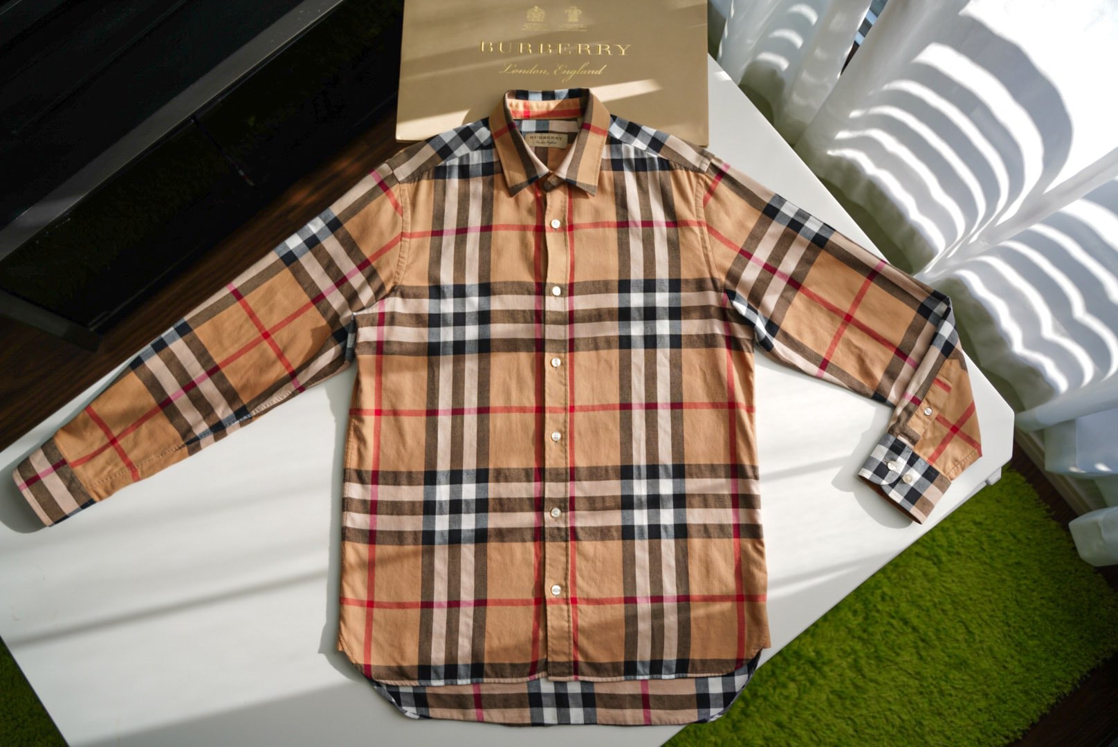BURBERRY Stretch Cotton Check Shirt 